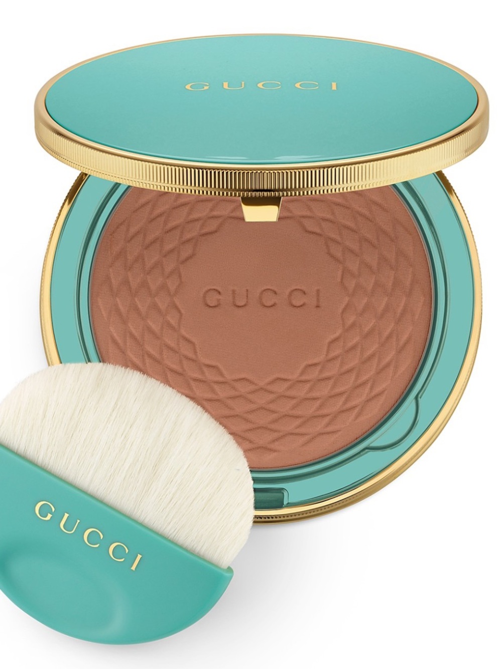 Gucci Bronzer & Contour Compact in Teal Case with Brown Powder